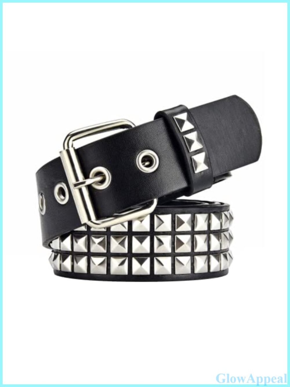 Punk Rock Studded Belt Metal Rivet Pyramid Studded Faux Leather